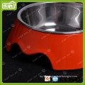 Red Melamine Double Bowl with Stainless Steel Bowl